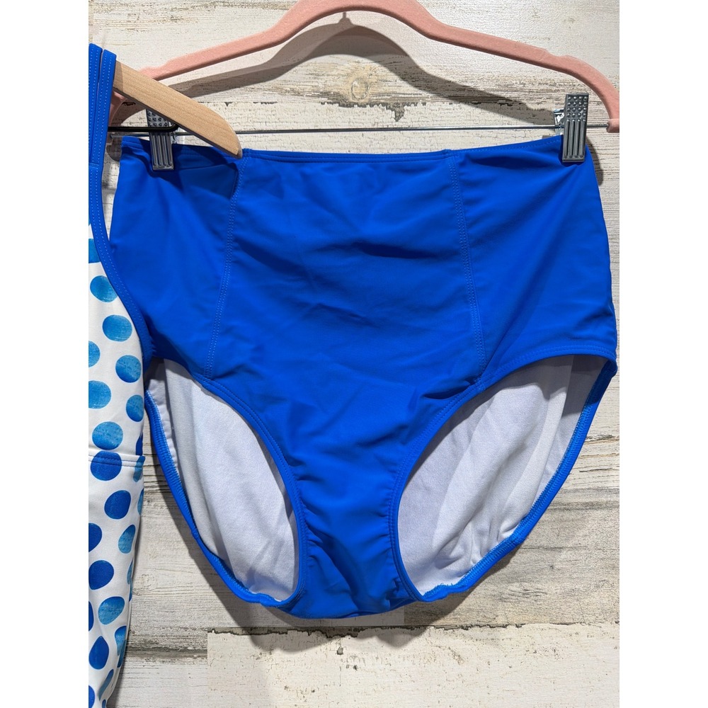 Lime Ricki Blue Polka Dot Tankini with Solid Royal Blue Bottoms - Picture 3 of 7